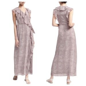 Banana Republic Maxi Wrap Snake Print Sleeveless
Ruffle V-neck Dress Sz 2